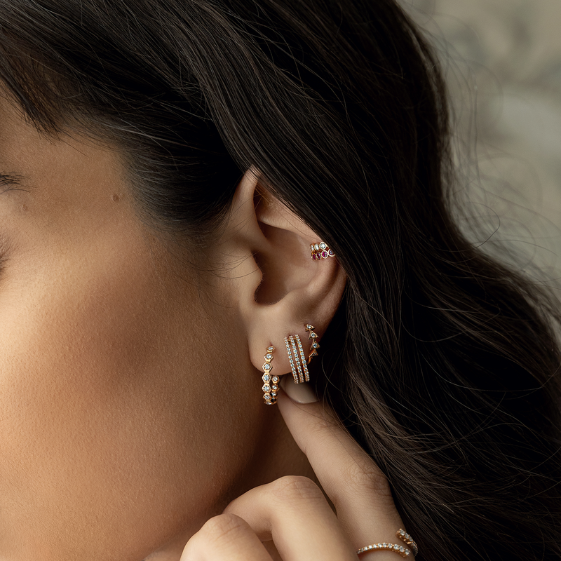 Triple Shimmer Hoops
