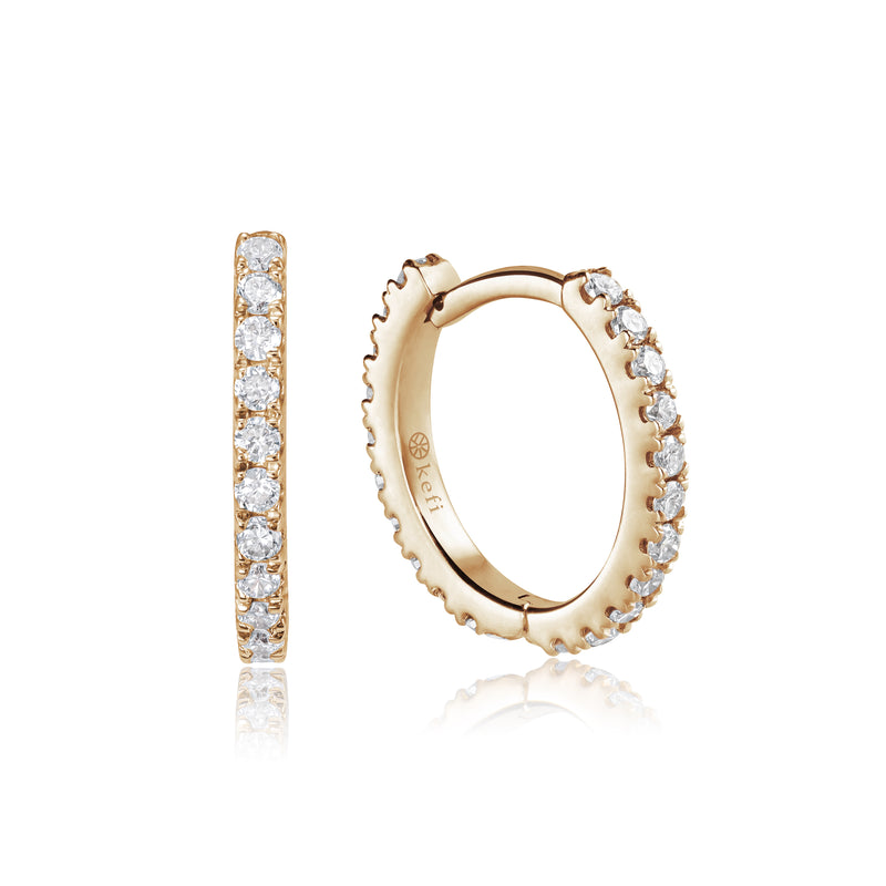 white diamond daz hoop earringd