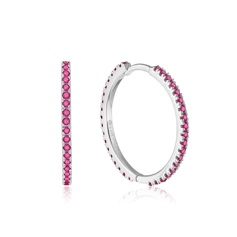 white gold& ruby daz hoop